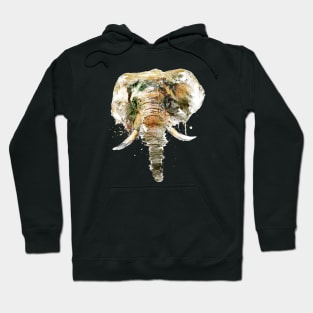 Watercolor Portrait - African Elephant Head Hoodie